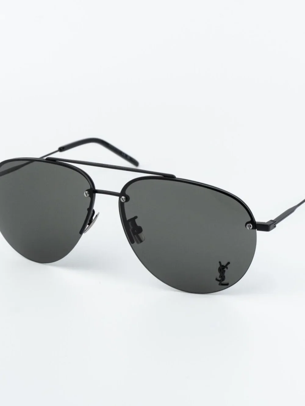 Saint Laurent Men Sunglasses Matte Black Pilot CLASSIC11/F M 005 NEW AUTHENTIC